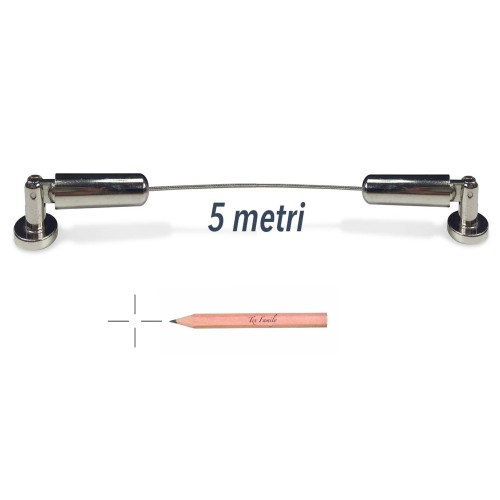 CAVO DI ACCIAIO Gustavo © PER TENDA 5 MT. REGOLABILE IN ACCIAIO REGGITENDA CON ACCESSORI E MATITA SEGNA FORI