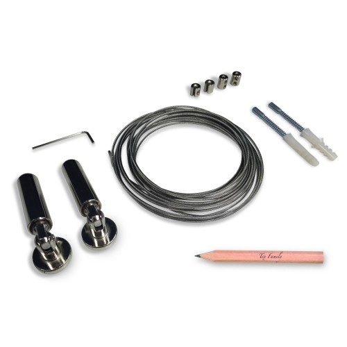 Gustavo © STEEL CABLE FOR 5 MT TENT. ADJUSTABLE STEEL CURTAIN HOLDER WITH ACCESSORIES AND PENCIL HOLE MARKER