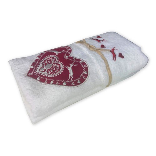 SET asciugamani TIROLO tirolese CUORE CERVO BIANCO