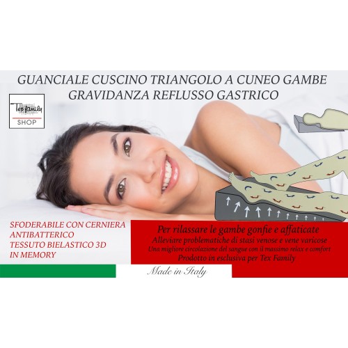 GUANCIALE CUSCINO TRIANGOLO A CUNEO GAMBE GRAVIDANZA REFLUSSO GASTRICO