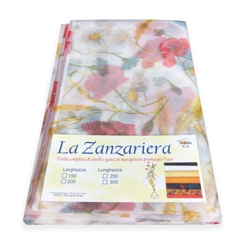 TENDA rete ZANZARIERA MARQUISETTE da esterno piombata PAPAVERI in 4 misure diverse
