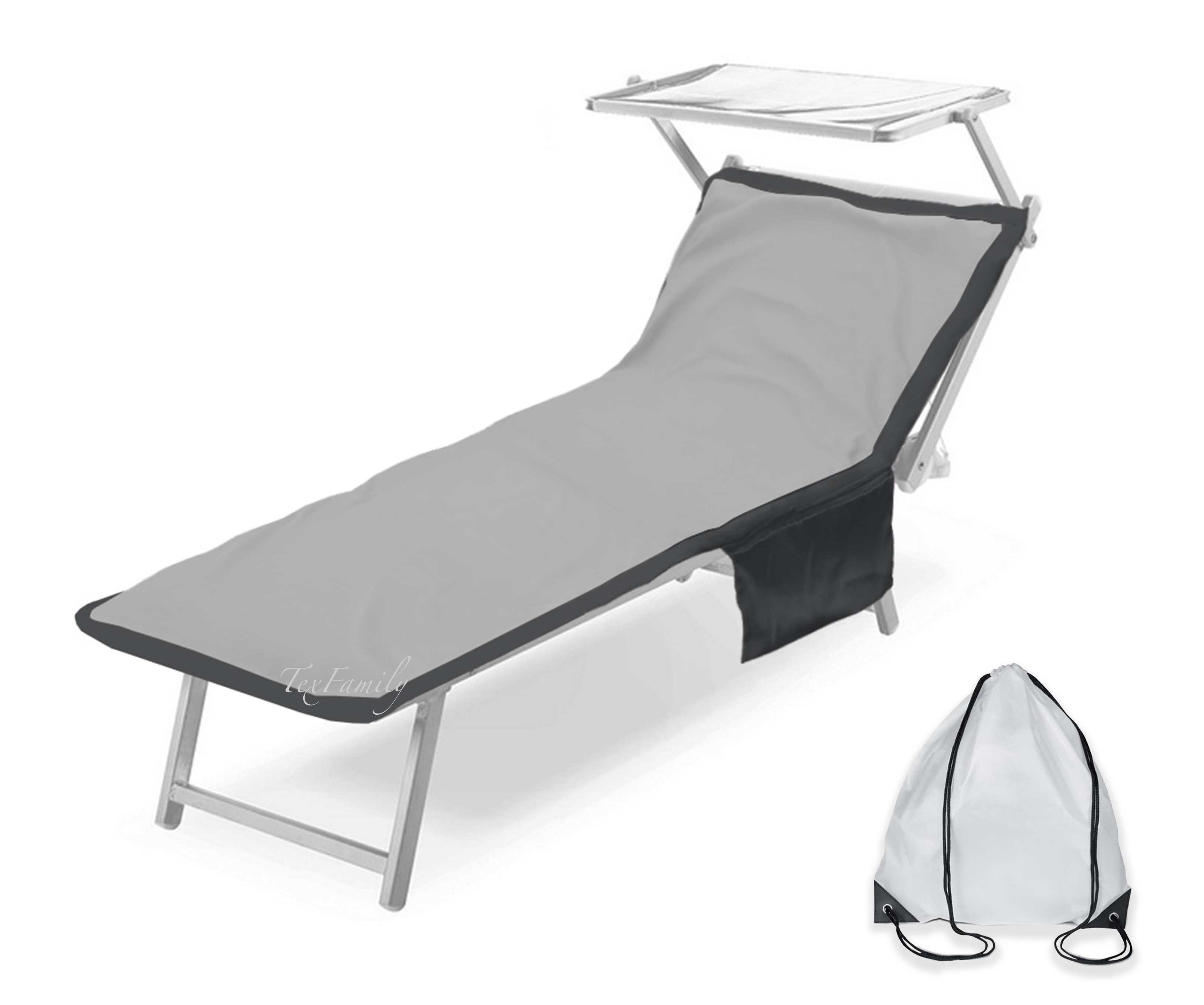 tex family Telo Mare Lettino Teddy in Microfibra con Tasche Misura CM 75 X 185 Grigio