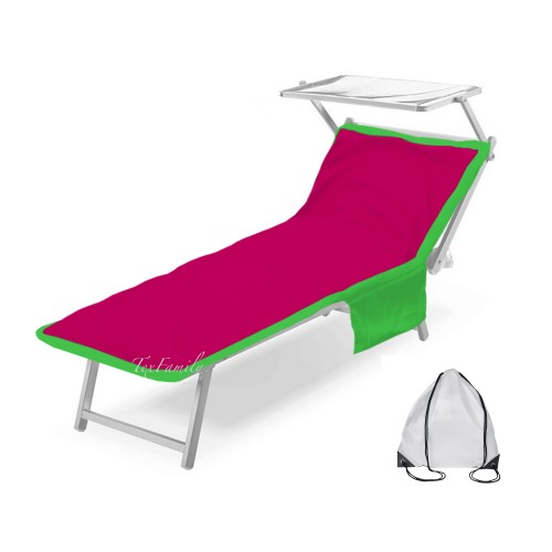 TEDDY BEACH TOWEL IN MICROFIBER SUNBED WITH POCKETS MEASURING CM. 80 X 190 FUCHSIA