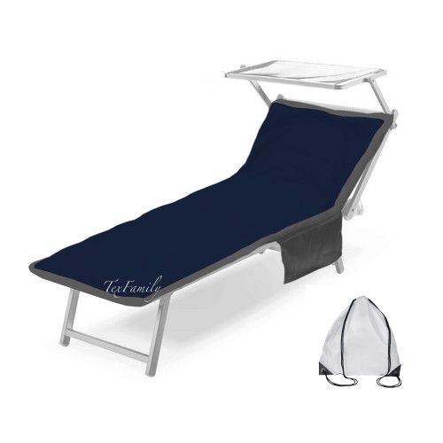 TEDDY BEACH TOWEL IN MICROFIBER SUNBED WITH POCKETS MEASURING CM. 80 X 190 BLUE