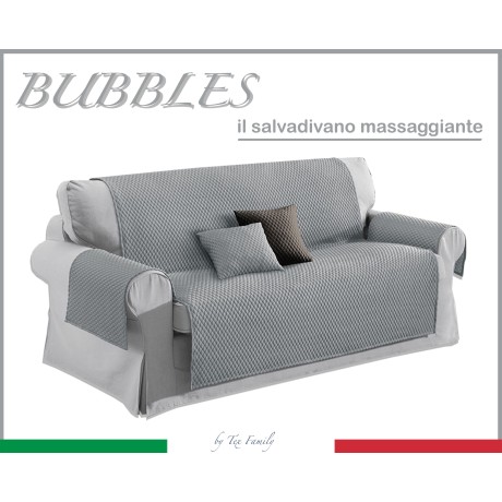 Couverture de canapé GR SALVADIVANO BULLES GRIS CLAIR POUR MASSER EFFET PAS DE FER À REPASSER