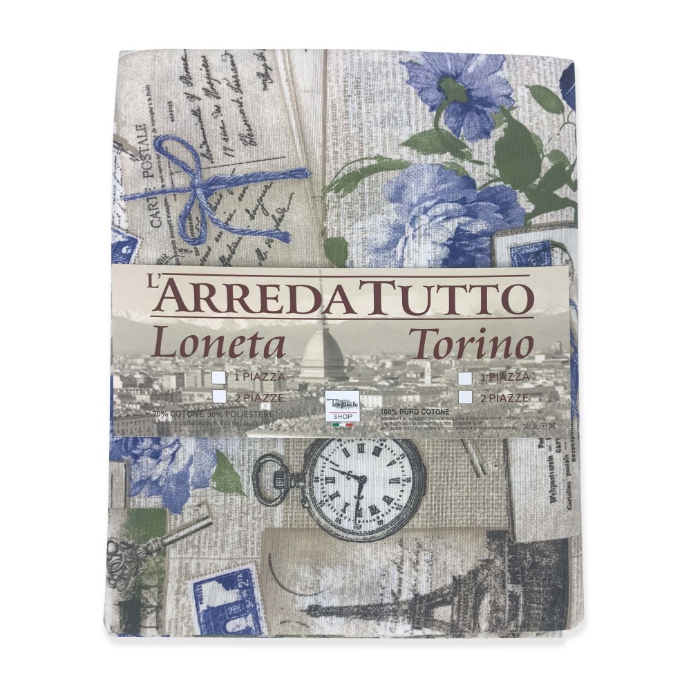 TELO ARREDO COPRITUTTO GRAN FOULARD COPRILETTO COPRIDIVANO TESSUTO LONETA SHABBY BLU