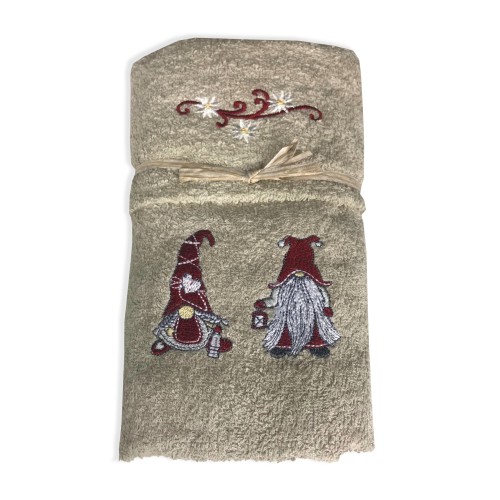 SET Serviettes TYROL TYROLIEN ELFI ELFO Dove gris en pur coton