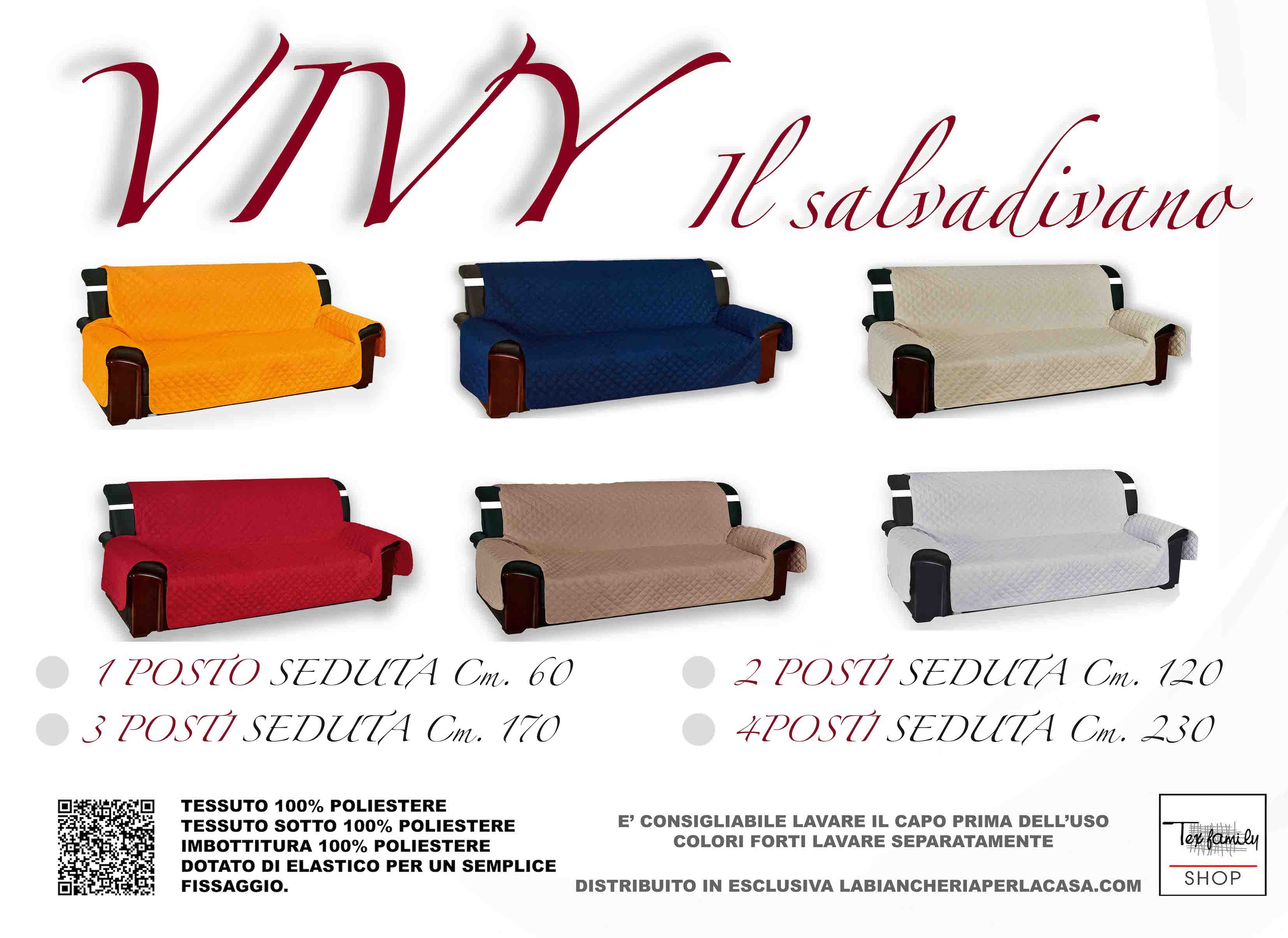 tex family COPRIDIVANO Arancio SALVADIVANO VIVY Trapuntato Piano Liscio Arancio 1 Posto Seduta cm 60