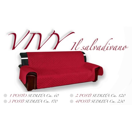 Couverture de canapé BX SALVADIVANO VIVY MATELASSÉ SUPÉRIEURE LISSE ROUGE-BORDEAUX