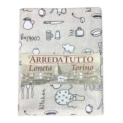 TELO ARREDO COPRITUTTO GRAN FOULARD COPRILETTO COPRIDIVANO TESSUTO LONETA COOKING