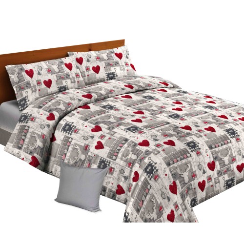 COMPLETO LENZUOLO TIROLESE TIROLO PATCHWORK CON CUSCINO ARREDO MGLGP