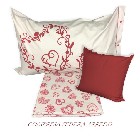 Housse de couette TYROL Miros coeur rouge taie d'oreiller décor