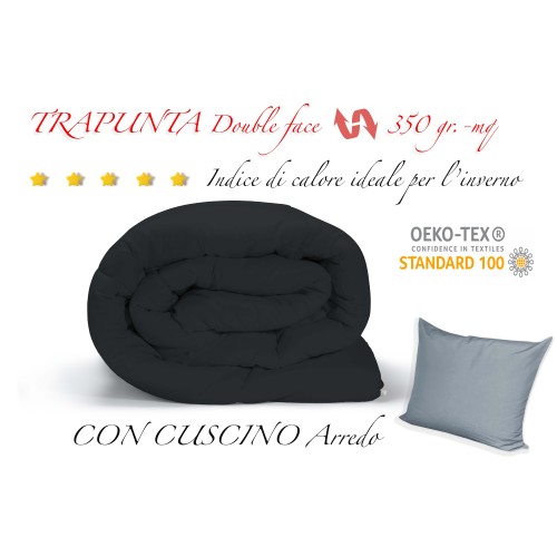 EDREDÓN NR EDREDÓN NR COLOR LISO NEGRO - GRIS doble cara INVIERNO 350 GR.