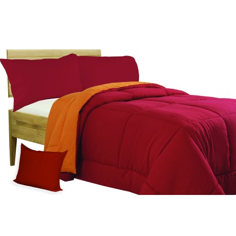 COUETTE COUETTE SOLIDE BOURGOGNE - ORANGE double face HIVER 350 GR.
