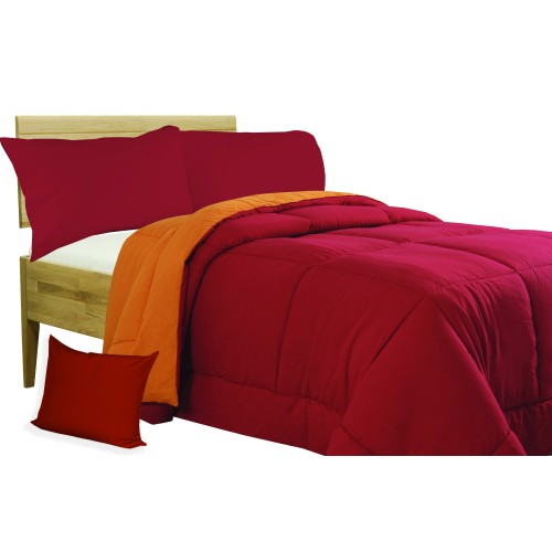 EDREDÓN NÓRDICO BX COLOR LISO BURDEOS - NARANJA doble cara INVIERNO 350 GR. CON MUEBLE FUNDA DE ALMOHADA