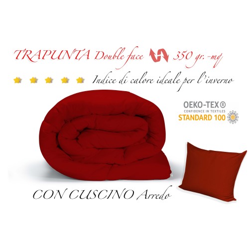 EDREDÓN NÓRDICO BX COLOR LISO BURDEOS - NARANJA doble cara INVIERNO 350 GR. CON MUEBLE FUNDA DE ALMOHADA