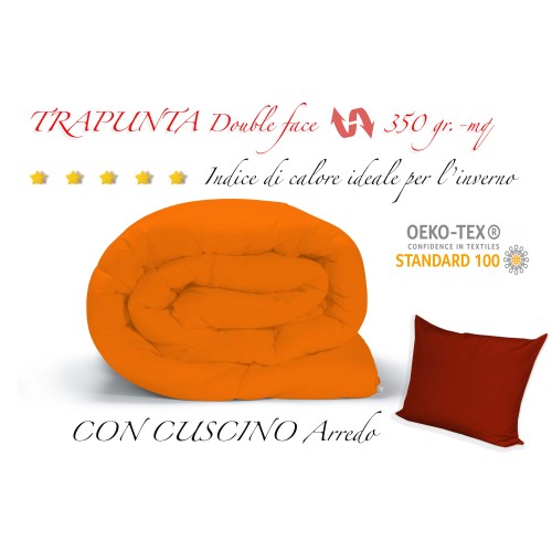 QUILT BX duvet SOLID COLOR BURGUNDY - ORANGE double face WINTER 350 GR. WITH FURNITURE PILLOWCASE