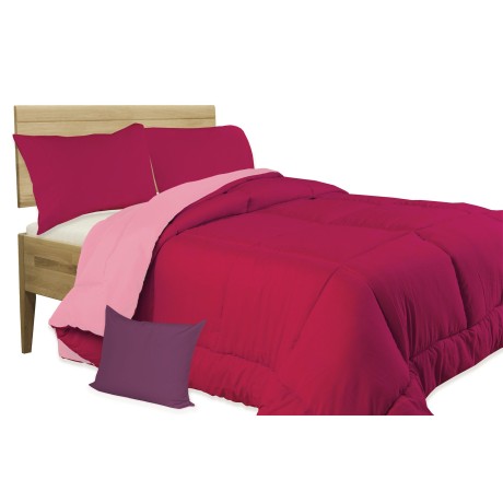 QUILT FX COUETTE de COULEUR unie FUCHSIA - ROSE double face HIVER 350 GR. AVEC COUVERCLE DE MEUBLES