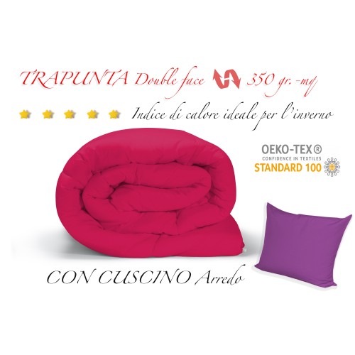 COUETTE COUETTE COUETTE UNIE FUCHSIA - ROSE double face HIVER 350 GR. AVEC FEDERA ARREDO