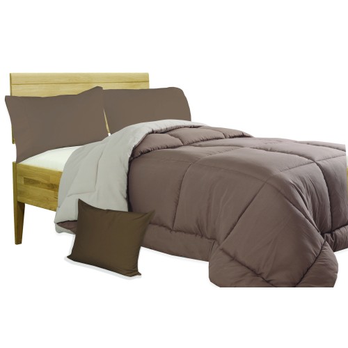 COUETTE MR COUETTE UNIE COULEUR CRÈME - MARRON double face HIVER 350 GR. AVEC FEDERA ARREDO
