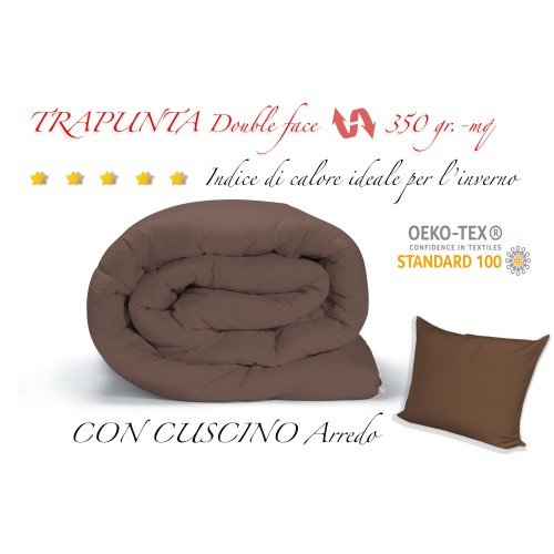 EDREDÓN MR EDREDÓN NÓRDICO COLOR SÓLIDO CREMA - MARRÓN doble cara INVIERNO 350 GR. CON MUEBLE FUNDA DE ALMOHADA