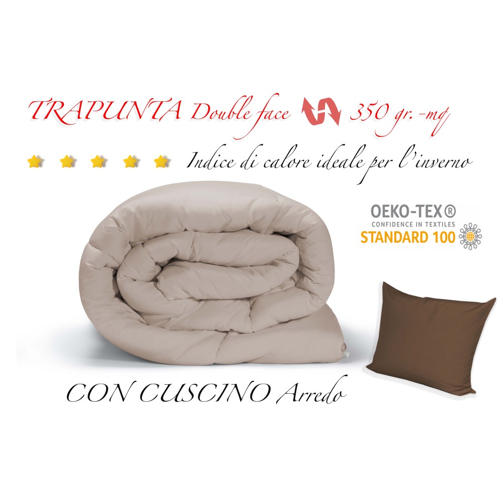 DECKE MR BETTDECKE EINFARBIG CREME - BRAUN DOPPELSEITIG WINTER 350 GR. MIT MÖBELKISSENBEZUG