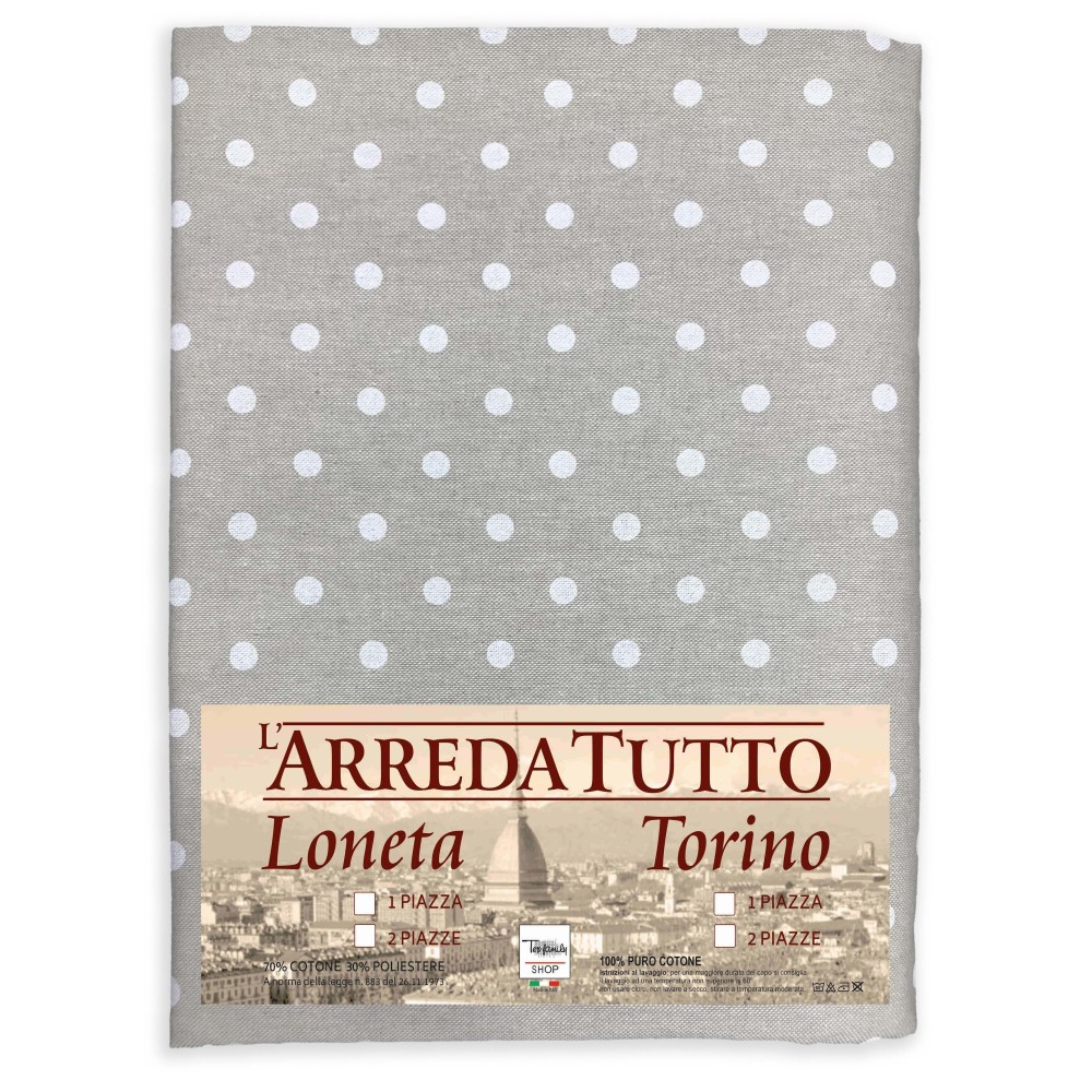 TELO ARREDO COPRITUTTO GRAN FOULARD COPRILETTO COPRIDIVANO  TESSUTO MIROS POIS BIANCO