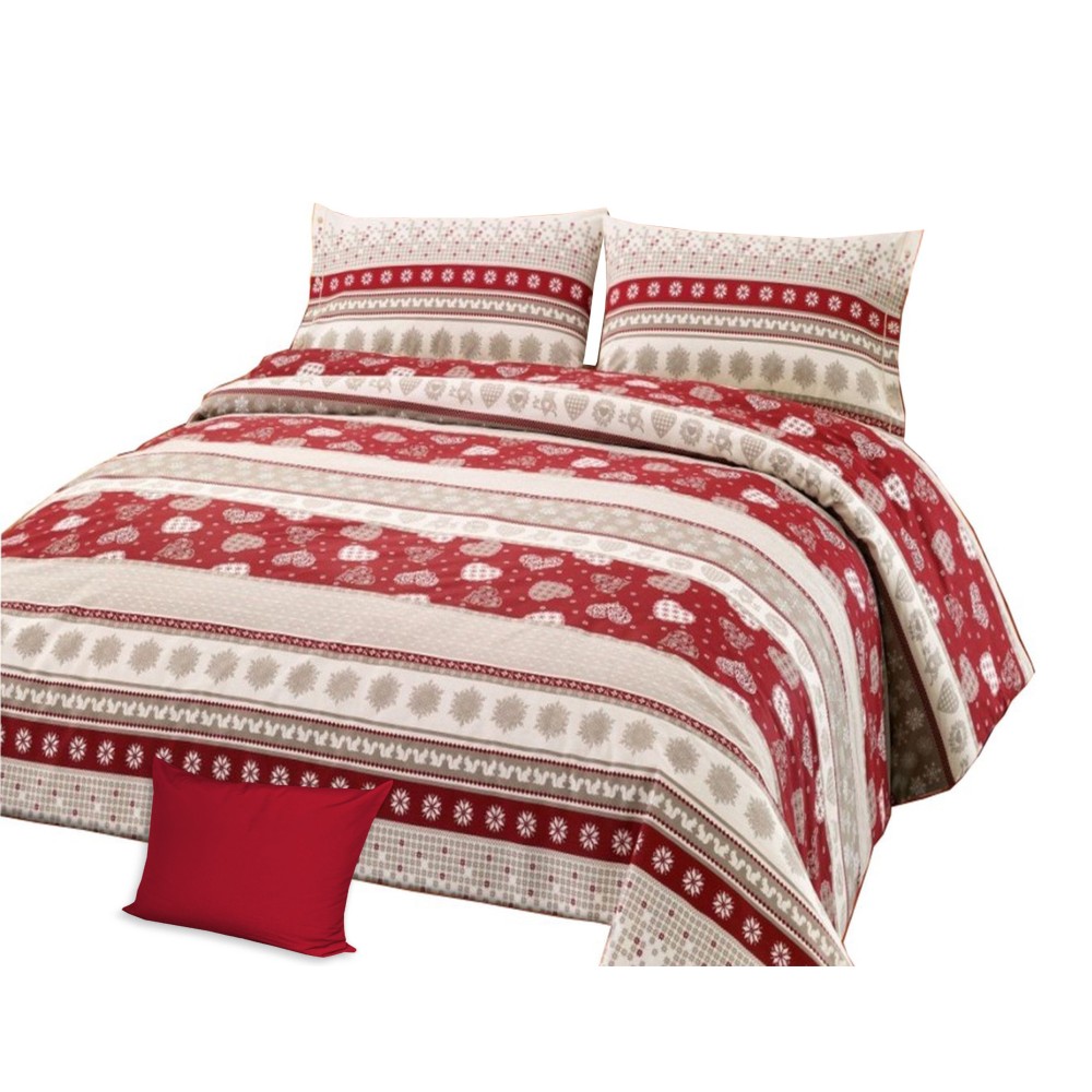 COPRIPIUMINO tirolese dis. CORVARA MONTAGNA in puro cotone Made in Italy