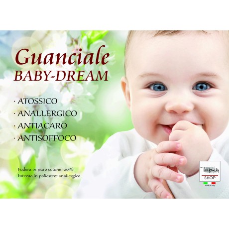 GUANCIALE CUSCINO BABY DREAM BAMBINO DA LETTINO  ANTISOFFOCO Cm. 40x60