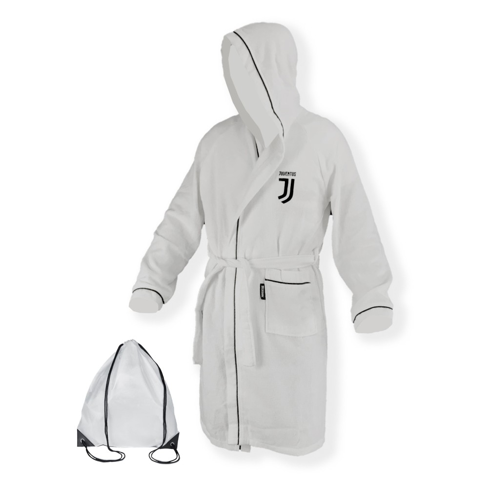 ACCAPPATOIO ADULTO ORIGINALE JUVE JUVENTUS IN MICROSPUGNA BIANCO NERO CON ZAINO PISCINA