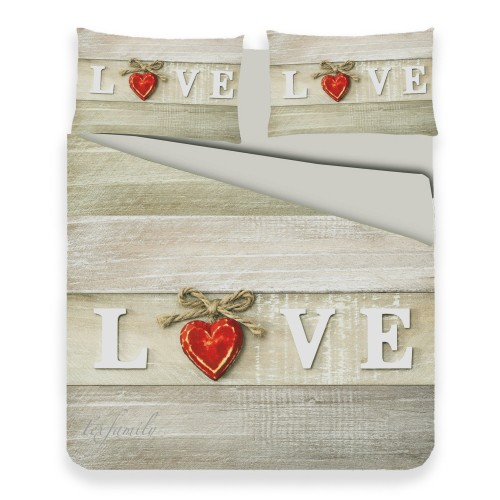 HOUSSE DE COUETTE IMA.TEX PHOTO COEUR SHABBY CHIC AMOUR