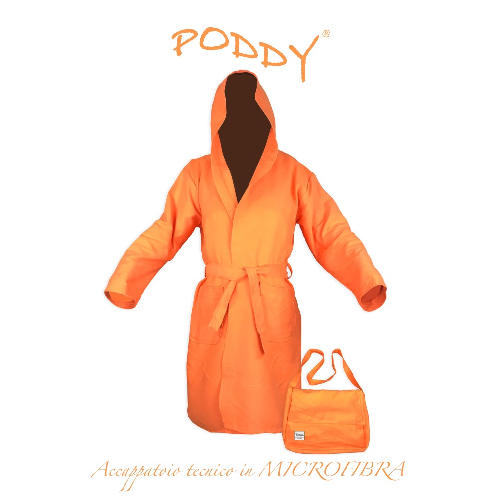 PODDY TECHNICAL BATHROBE IN MICROFIBER orange
