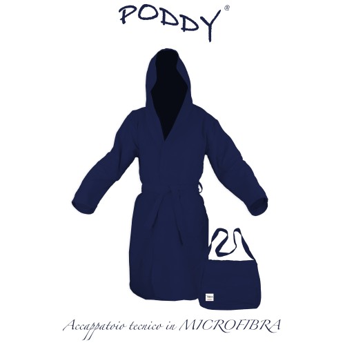 PODDY TECHNICAL BATHROBE IN MICROFIBER dark blue