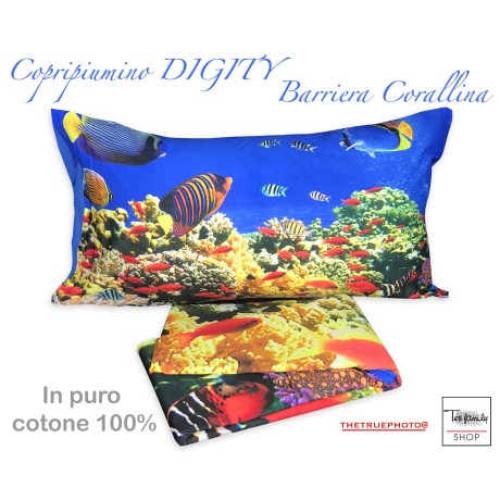 HOUSSE DE COUETTE SÉRIE DIGITY COTON BARRIÈRE DE CORAIL