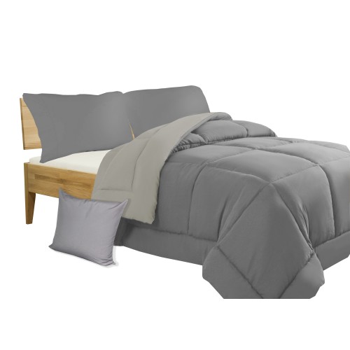 COUETTE QUILT GR SOLID COLOR GRIS double face HIVER 350 GR. AVEC FEDERA ARREDO