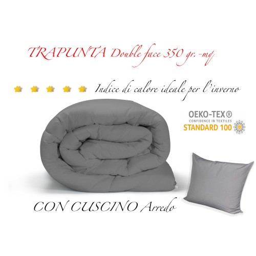 COUETTE QUILT GR SOLID COLOR GRIS double face HIVER 350 GR. AVEC FEDERA ARREDO