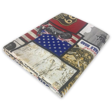 TELO ARREDO COPRITUTTO GRAN FOULARD COPRILETTO COPRIDIVANO TESSUTO LONETA U.S. ROUTE 66 NEW