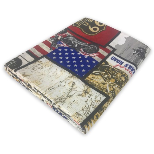 TELO ARREDO COPRITUTTO GRAN FOULARD COPRILETTO COPRIDIVANO TESSUTO LONETA U.S. ROUTE 66 NEW