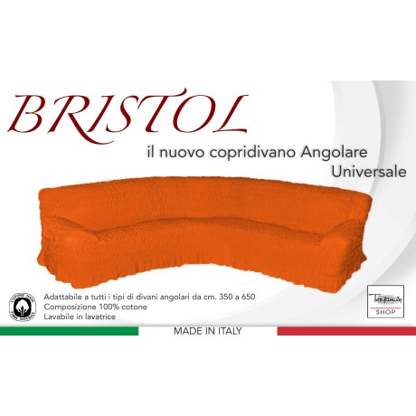 COPRIDIVANO ANGOLARE UNIVERSALE BRISTOL ARANCIO SALMONE UNITO MARMORIZZATO