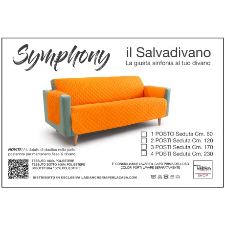 NUOVO COPRIDIVANO AR SALVADIVANO SYMPHONY TRAPUNTATO ARANCIO