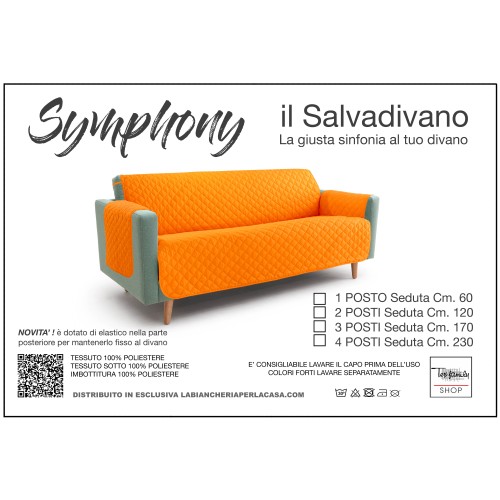 NUOVO COPRIDIVANO AR SALVADIVANO SYMPHONY TRAPUNTATO ARANCIO