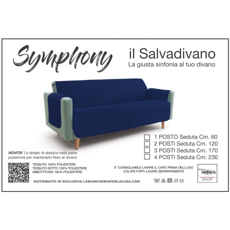 NOUVEAU Couverture de canapé BL SALVADIVANO SYMPHONIE MATELASSÉ BLEU