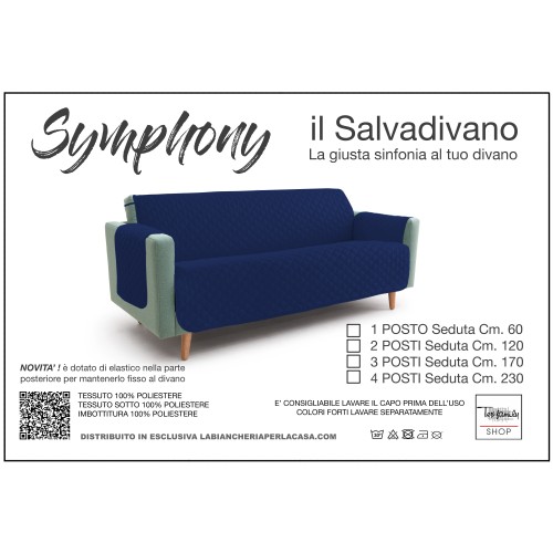 NUOVO COPRIDIVANO BL SALVADIVANO SYMPHONY TRAPUNTATO BLU