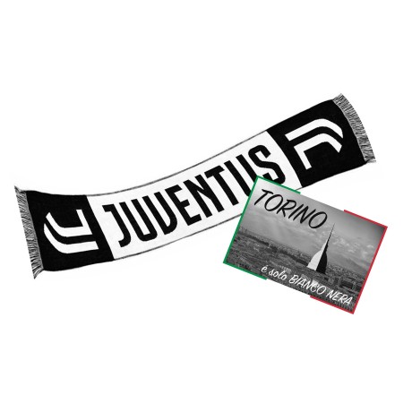 FOULARD en JACQUARD de la JUVENTUS BIANCONERI et de la carte postale de TURIN EST