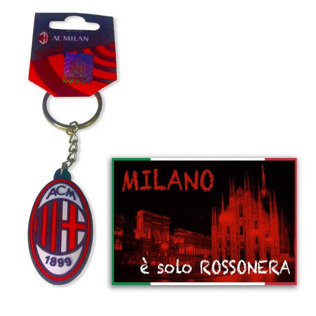 KEYCHAIN en CAOUTCHOUC SOUPLE, A. C. MILAN et MILAN EST la carte postale