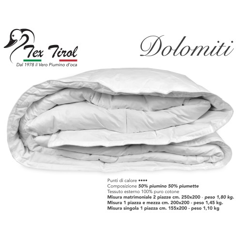 DUVET D'OIE TEX TIROL © DOLOMITI 50% DUVET D'OIE / 50% PLUMES D'OIE