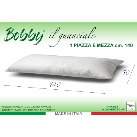 GUANCIALE BOBBY CUSCINO LETTO 1 PIAZZA E MEZZA LUNGO cm. 140 MIS. CM. 50 X 140