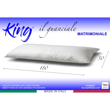 GUANCIALE KING CUSCINO LETTO MATRIMONIALE LUNGO cm. 180 MIS. CM. 50 X 180