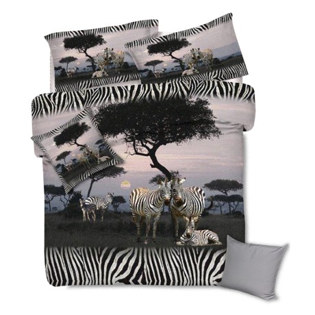 ENSEMBLE HOUSSE DE COUETTE AVEC L'IMPRESSION NUMÉRIQUE DE LA SAVANE ZEBRA LIT DOUBLE ET DE 2 TAIES D'OREILLERS, MEUBLES