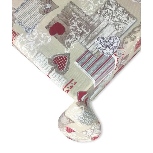MANTEL DORY TIROLÉS CORAZÓN DE MARGOT ROJO en algodón